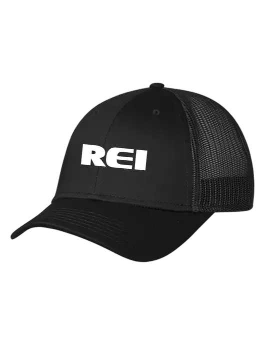 Black Mesh Trucker Cap Snap Back w/REI Logo