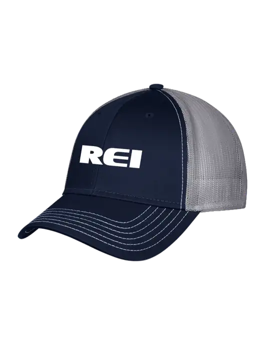 Navy & Grey Mesh Trucker Cap Snap Back w/REI Logo