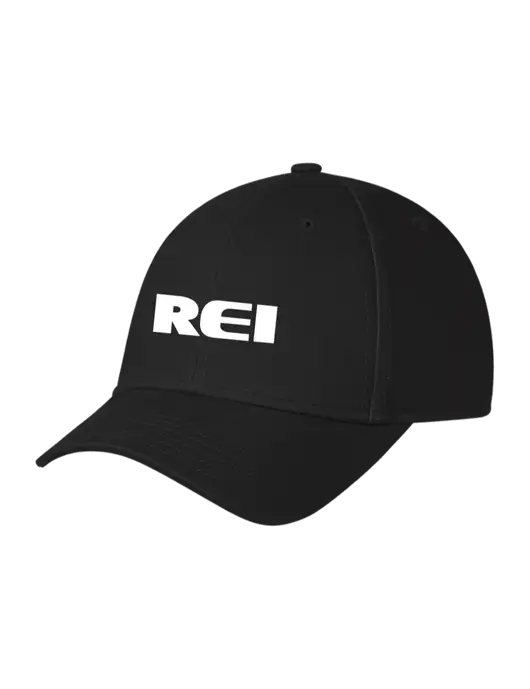 Black Structured Cap Hook & Loop w/REI Logo