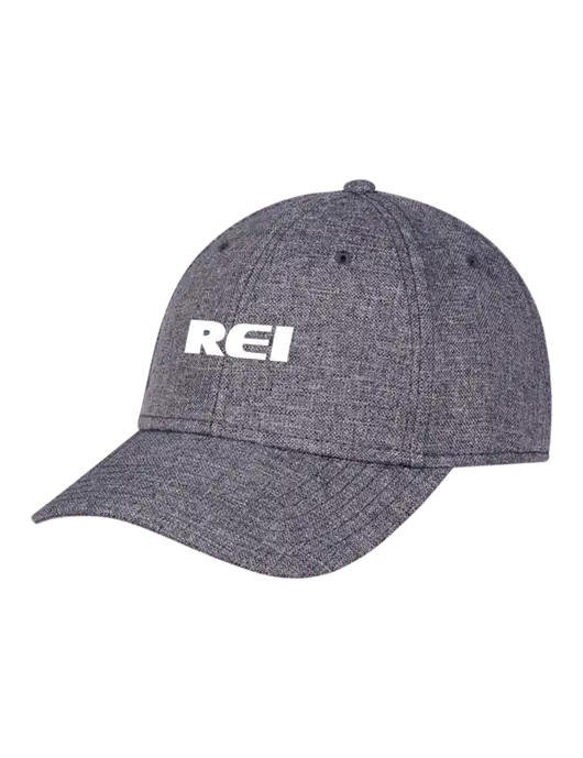 Heather Charcoal Structured Linen Look Cap Hook & Loop w/REI Logo