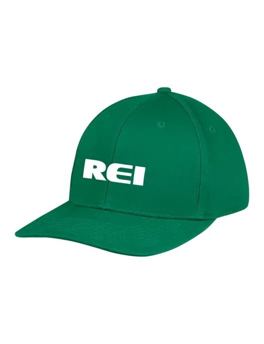 Premium Modern Structured Twill Kelly Green Snapback Cap w/REI Logo