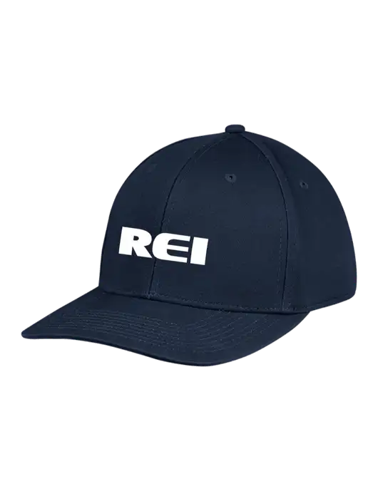 Premium Modern Structured Twill Navy Snapback Cap w/REI Logo