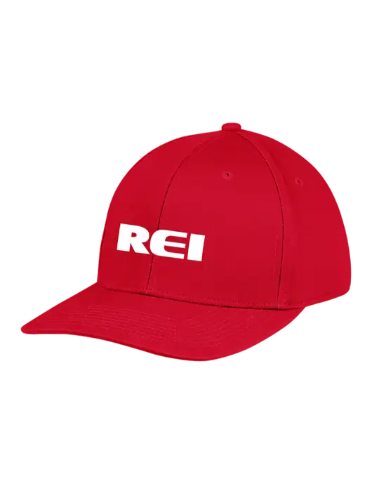 Premium Modern Structured Twill Red Snapback Cap w/REI Logo