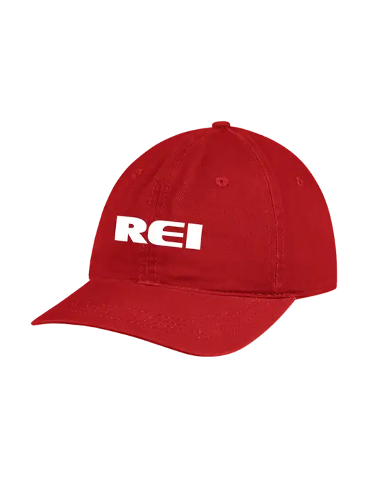 Garment Washed Unstructured Twill Red Cap w/REI Logo