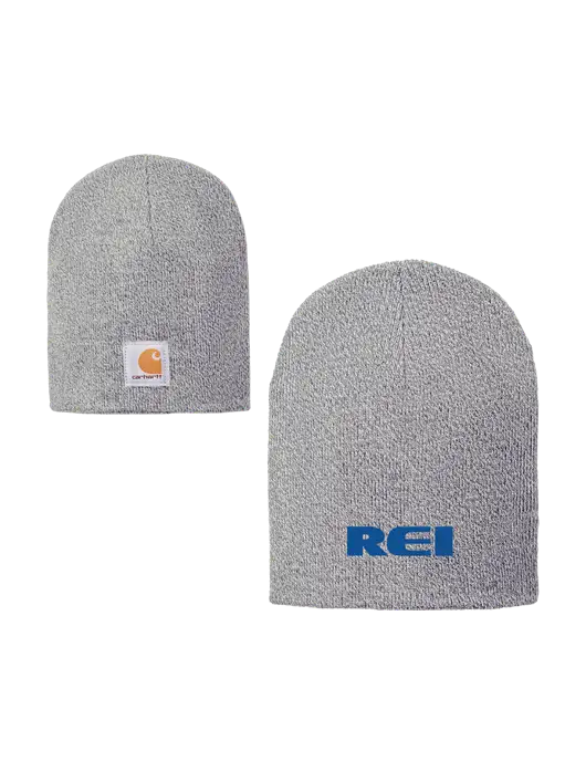 Carhartt Light Grey Heather Acrylic Knit Hat w/REI Logo