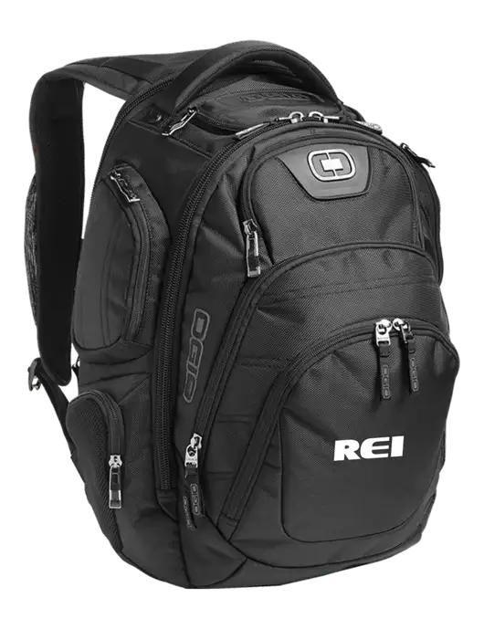 OGIO Black Stratagem Laptop Backpack w/REI Logo
