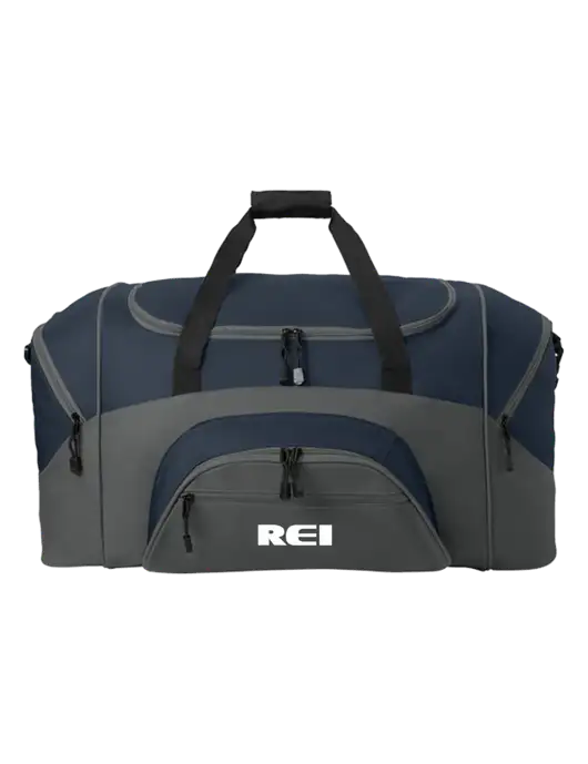 Standard Colorblock Navy/Dark Grey Sport Duffel w/REI Logo