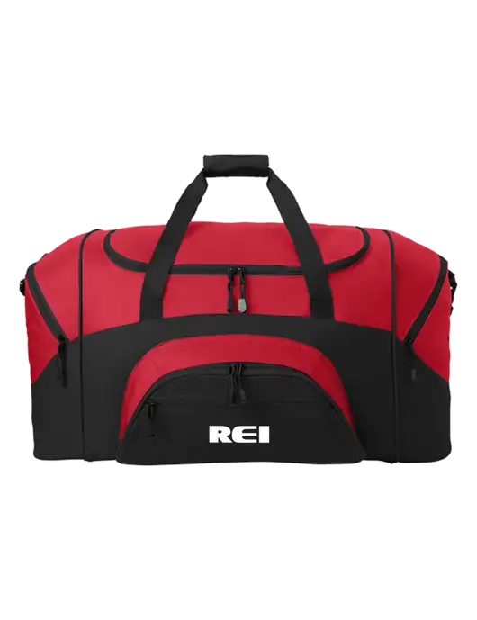 Standard Colorblock Red/Black Sport Duffel w/REI Logo