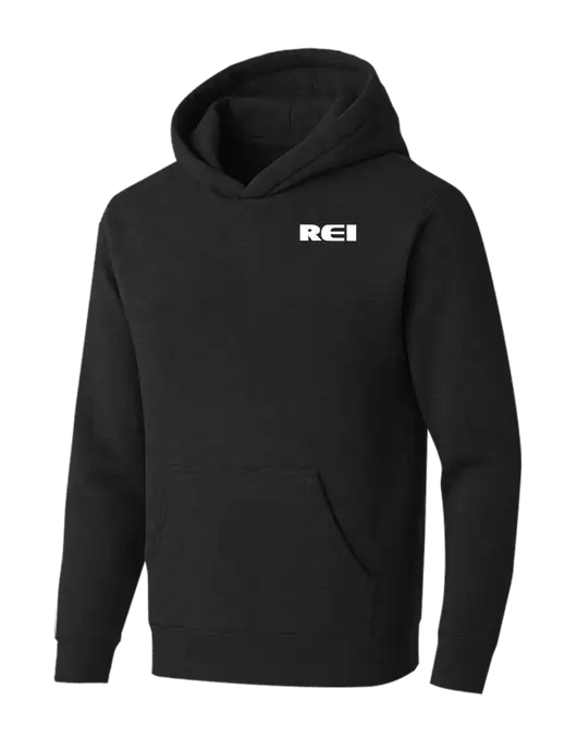BELLA+CANVAS Black Heather Sponge Fleece Pullover Hoodie w/REI Logo
