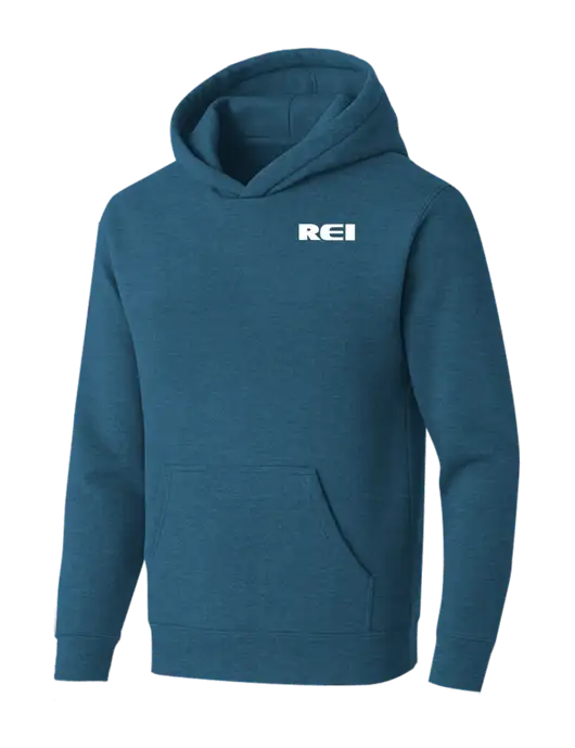 BELLA+CANVAS Heather Deep Teal Sponge Fleece Pullover Hoodie w/REI Logo