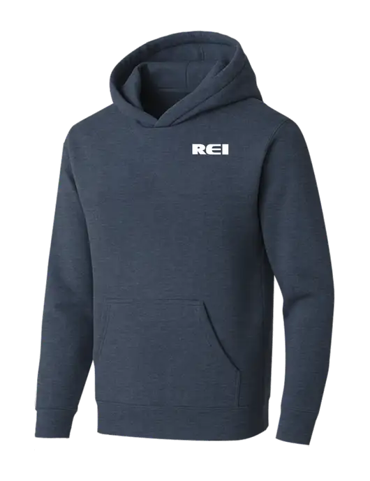 BELLA+CANVAS Heather Navy Sponge Fleece Pullover Hoodie w/REI Logo