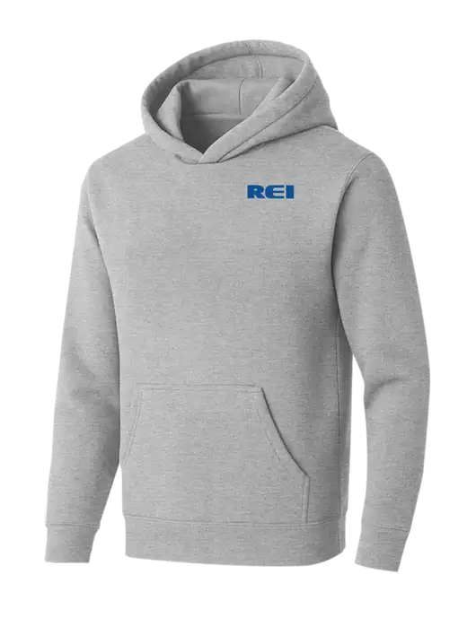 BELLA+CANVAS Light Grey Heather Sponge Fleece Pullover Hoodie w/REI Logo