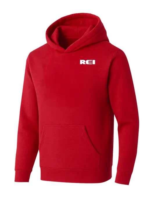 BELLA+CANVAS Red Sponge Fleece Pullover Hoodie w/REI Logo