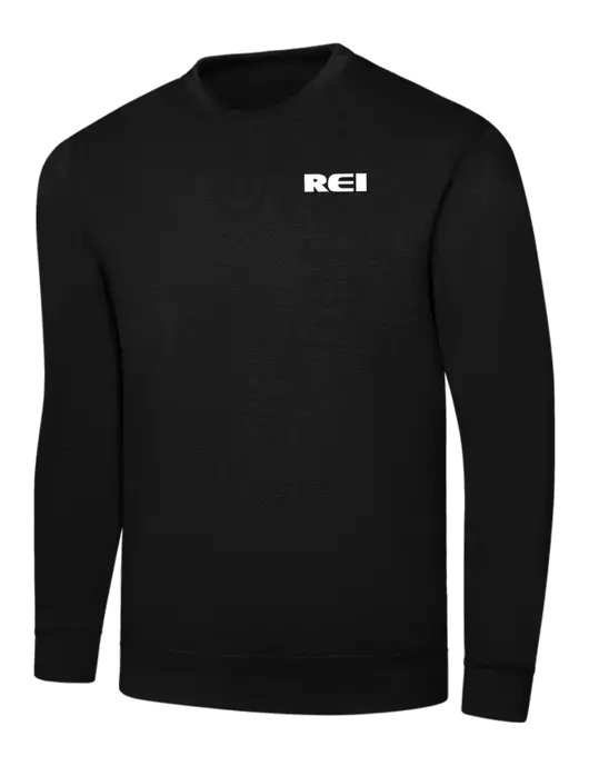 Black 7.8 oz Ring Spun Crew Sweatshirt w/REI Logo
