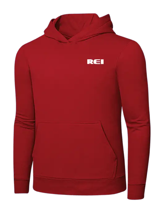 Bright Red 8.5 oz Ring Spun Hooded Sweatshirt w/REI Logo
