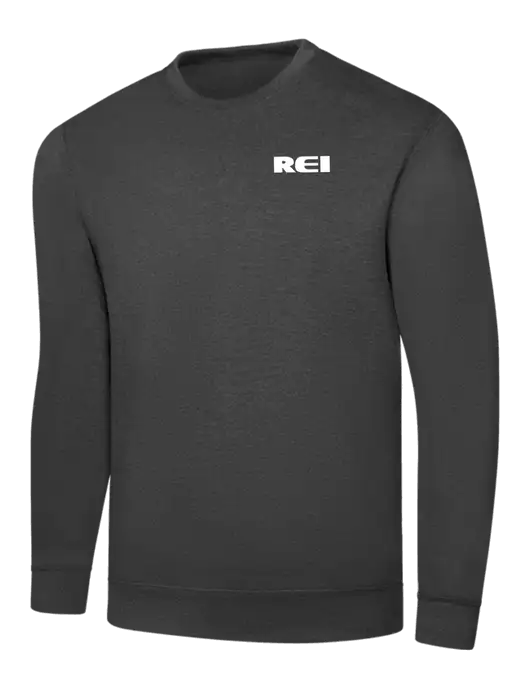 Dark Heather Grey 7.8 oz Ring Spun Crew Sweatshirt w/REI Logo