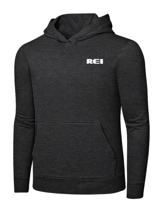Dark Heather Grey 7.8 oz Ring Spun Hooded Sweatshirt w/REI Logo