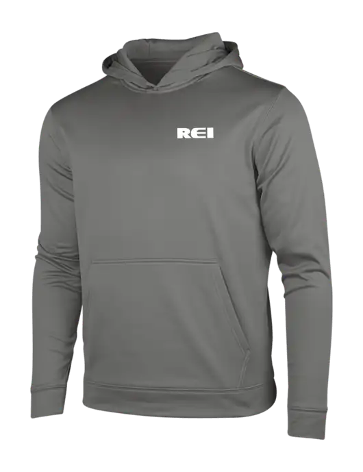 Dark Smoke Grey Sport-Wick Fleece Hooded Pullover w/REI Logo