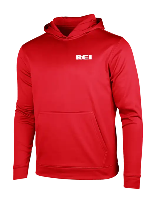 Deep Red Sport-Wick Fleece Hooded Pullover w/REI Logo