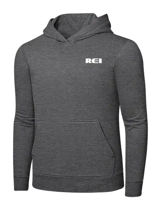 Graphite Heather 7.8. oz Ring Spun Hooded Sweatshirt w/REI Logo