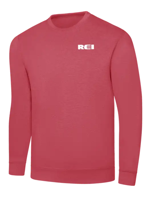 Heather Red 7.8 oz Ring Spun Crew Sweatshirt w/REI Logo