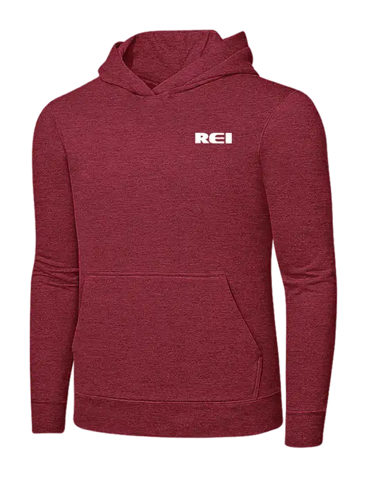 Heather Red 7.8 oz Ring Spun Hooded Sweatshirt w/REI Logo