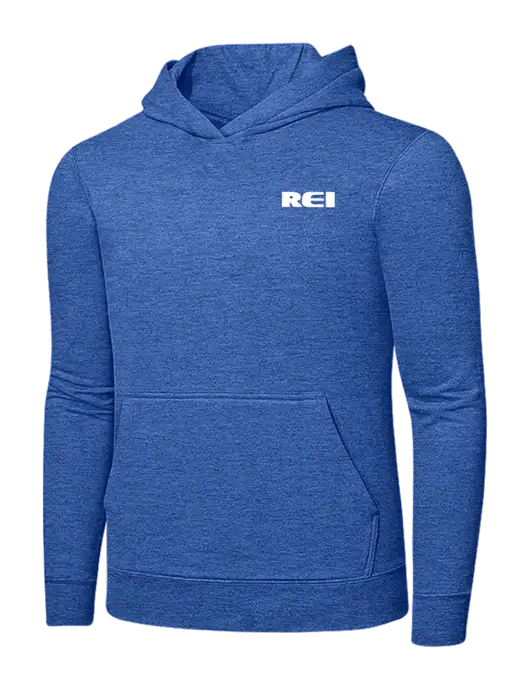 Heather Royal 7.8. oz Ring Spun Hooded Sweatshirt w/REI Logo