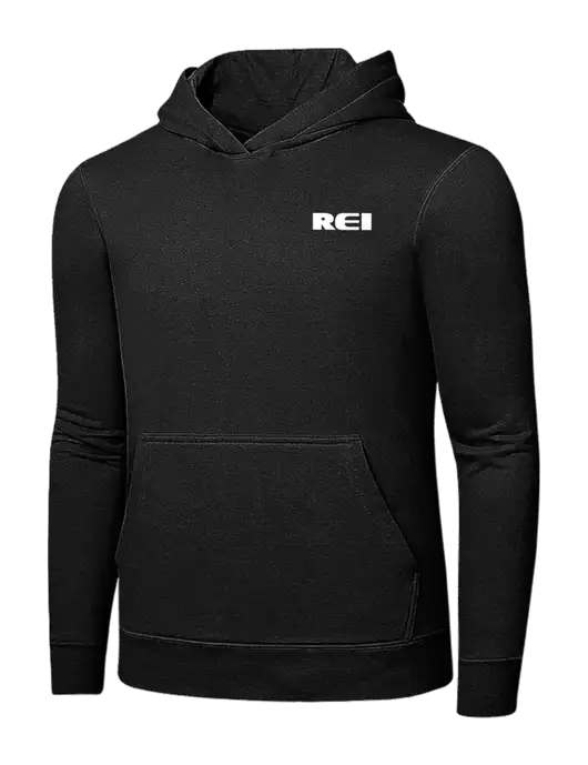 Jet Black 7.8 oz Ring Spun Hooded Sweatshirt w/REI Logo