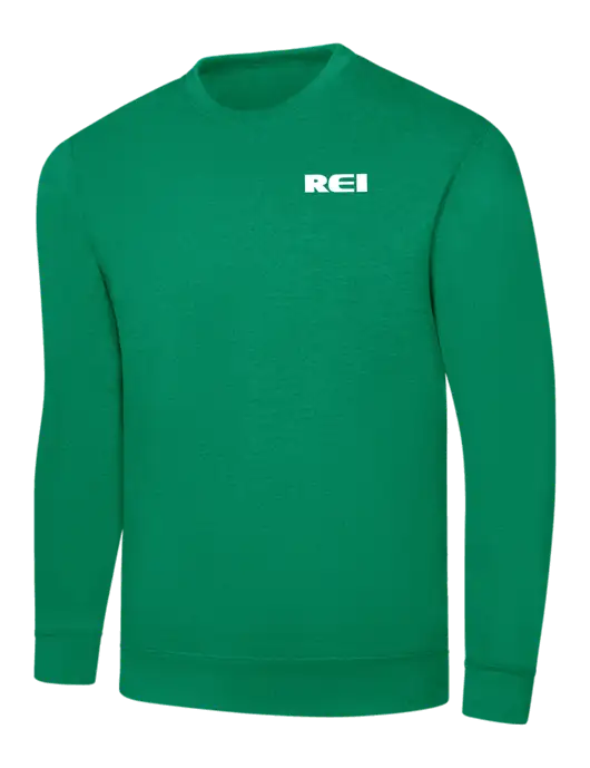 Kelly Green 7.8 oz Ring Spun Crew Sweatshirt w/REI Logo