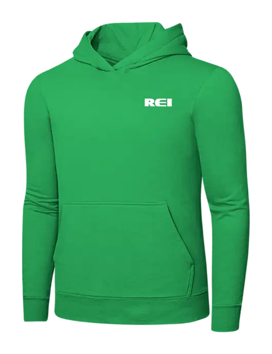 Light Kelly Green 7.8 oz Ring Spun Hooded Sweatshirt w/REI Logo