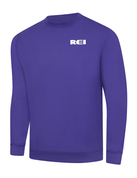 Purple 9 oz 50/50 Cotton/Poly Crew Sweatshirt w/REI Logo