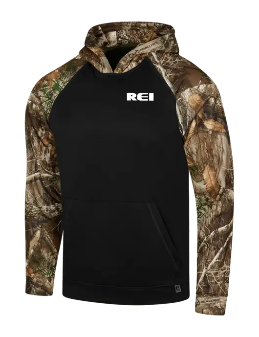 Russell Outdoors Black/Realtree Edge Camo Colorbock Performance Hoodie w/REI Logo