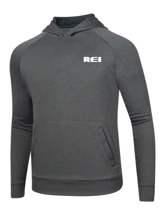 Tech Graphite Heather Fleece Hooded Sweatshirt w/REI Logo