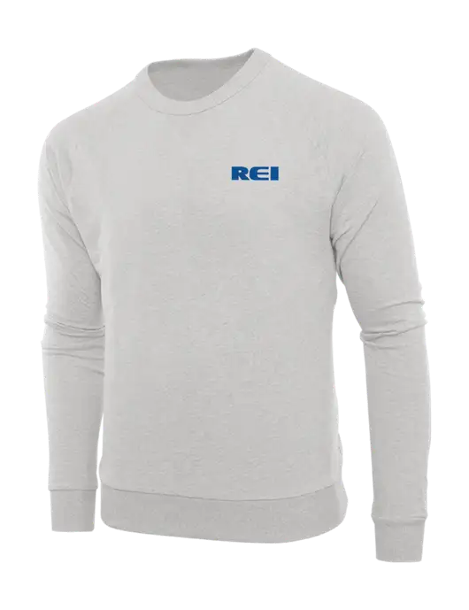 Allmade Granite Grey Heather Organic French Terry Crewneck Sweatshirt w/REI Logo