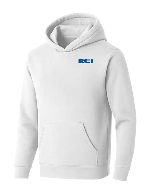 BELLA+CANVAS Heathered White Sponge Fleece Pullover Hoodie w/REI Logo