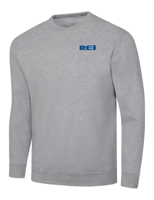 Light Grey Heather 7.8 oz Ring Spun Crew Sweatshirt w/REI Logo