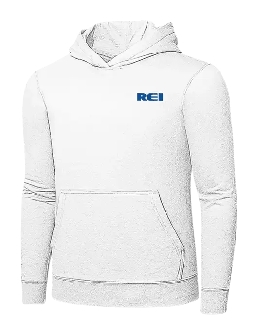 White 7.8 oz Ring Spun Hooded Sweatshirt w/REI Logo