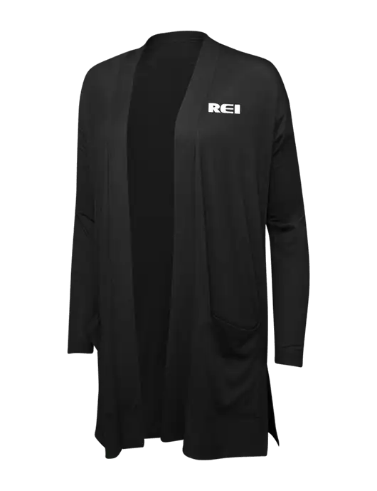 Black Womens Concept Long Pocket Cardigan w/REI Logo