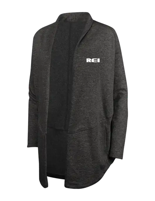 Charcoal Heather/ Medium Heather Grey Womens Interlock Cardigan w/REI Logo