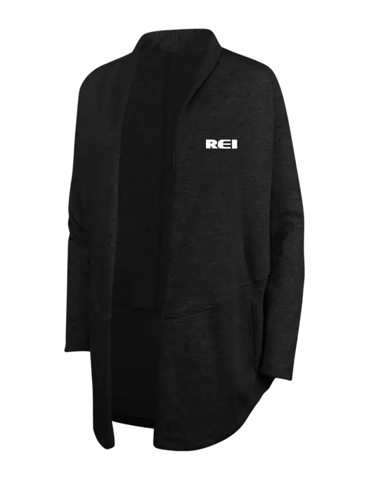 Deep Black/Charcoal Heather Womens Interlock Cardigan w/REI Logo