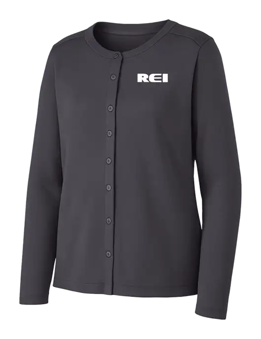 Grey Smoke Womens Concept Stretch Button-Front Cardigan Sweater w/REI Logo