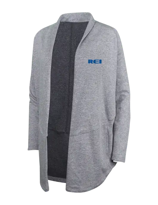 Medium Heather Grey/Char Heather Womens Interlock Cardigan w/REI Logo
