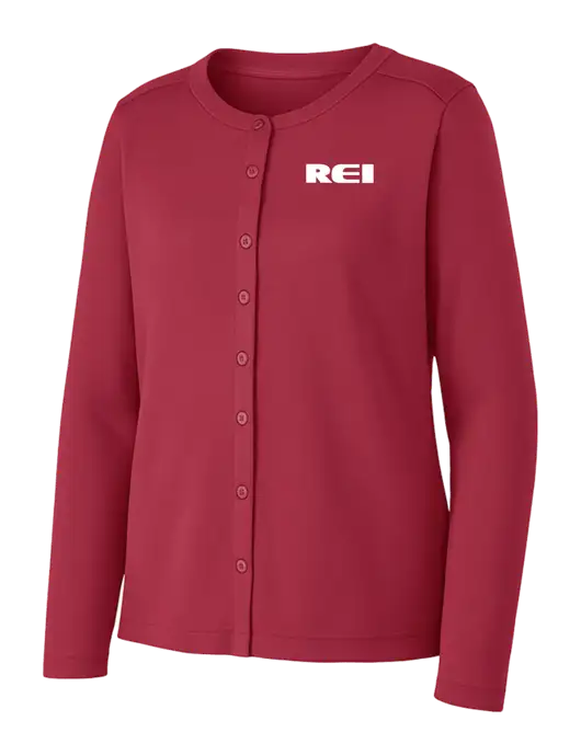 Rich Red Womens Concept Stretch Button-Front Cardigan Sweater w/REI Logo