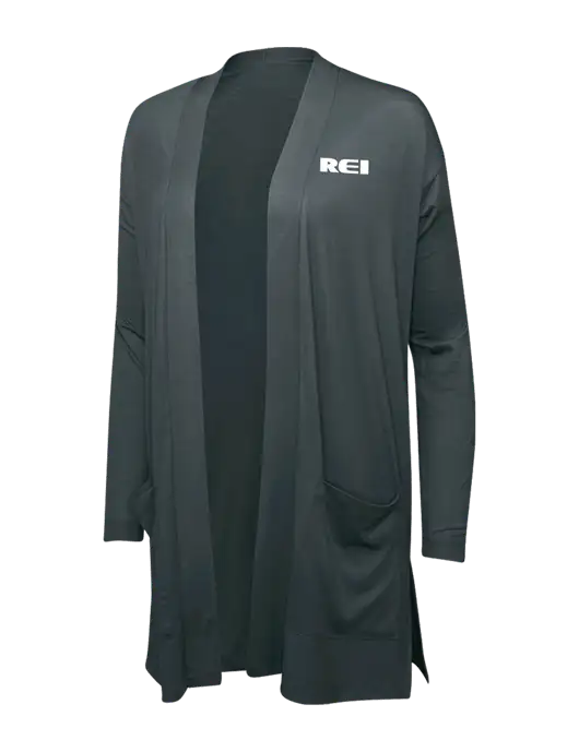 Smoke Grey Womens Concept Long Pocket Cardigan w/REI Logo
