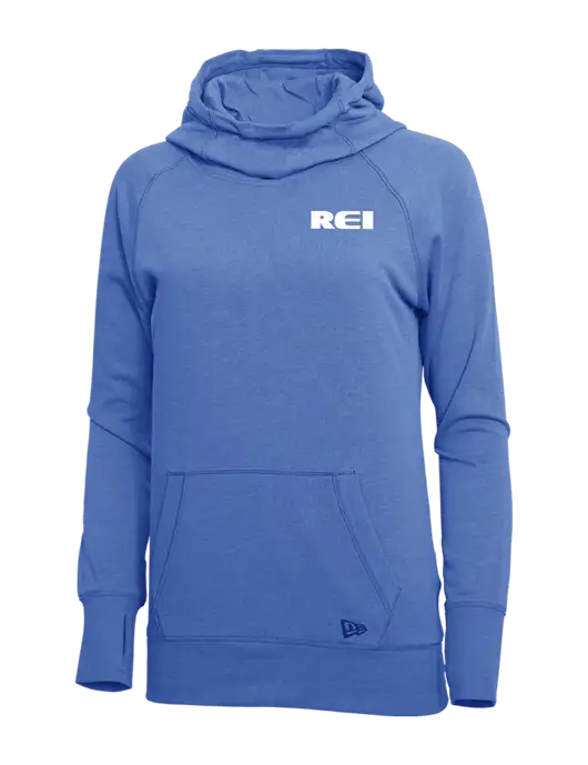 New Era Royal Heather Womens Tri-Blend Fleece Pullover Hoodie w/REI Logo
