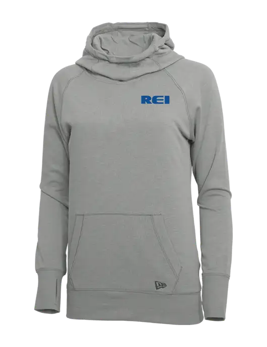 New Era Shadow Grey Heather Womens Tri-Blend Fleece Pullover Hoodie w/REI Logo