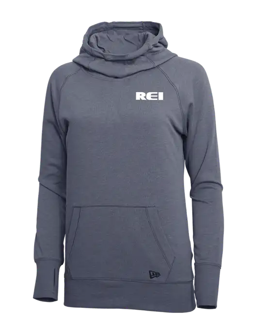 New Era True Navy Heather Womens Tri-Blend Fleece Pullover Hoodie w/REI Logo