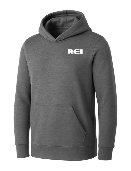 Womens Medium Grey Heather Core Fleece Pullover Hooded Sweatshirt w/REI Logo