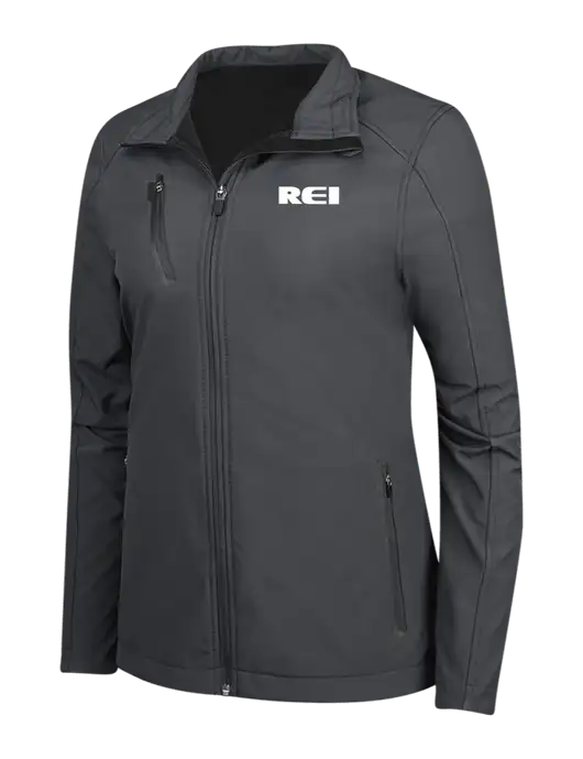 Dark Grey Womens Welded Softshell Jacket w/REI Logo