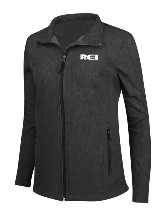 Black Charcoal Heather Womens Core Soft Shell Jacket w/REI Logo